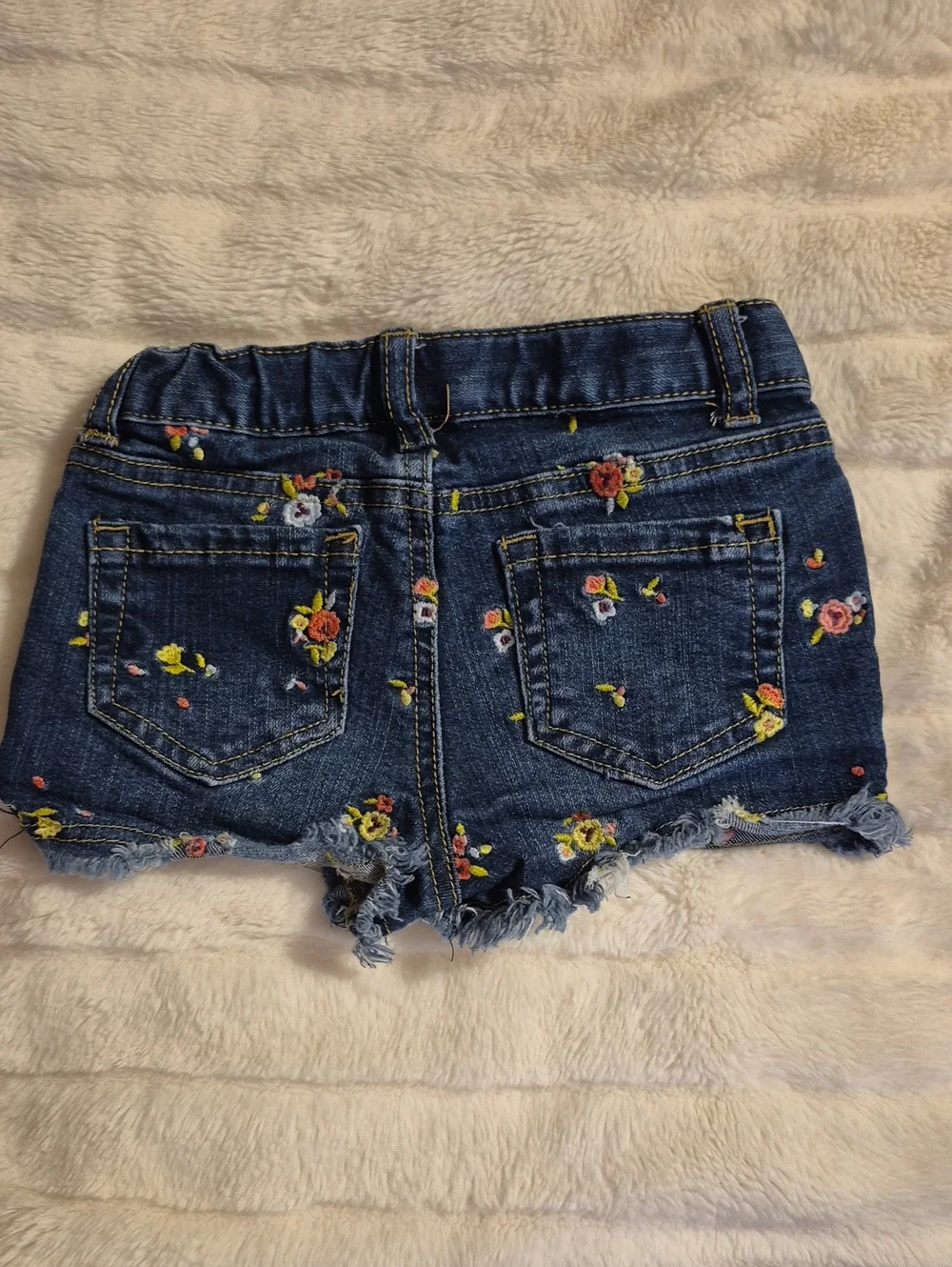 Cat & Jack Coral Ruffled Ribbed Tank Top With Match Jean Shorts.
